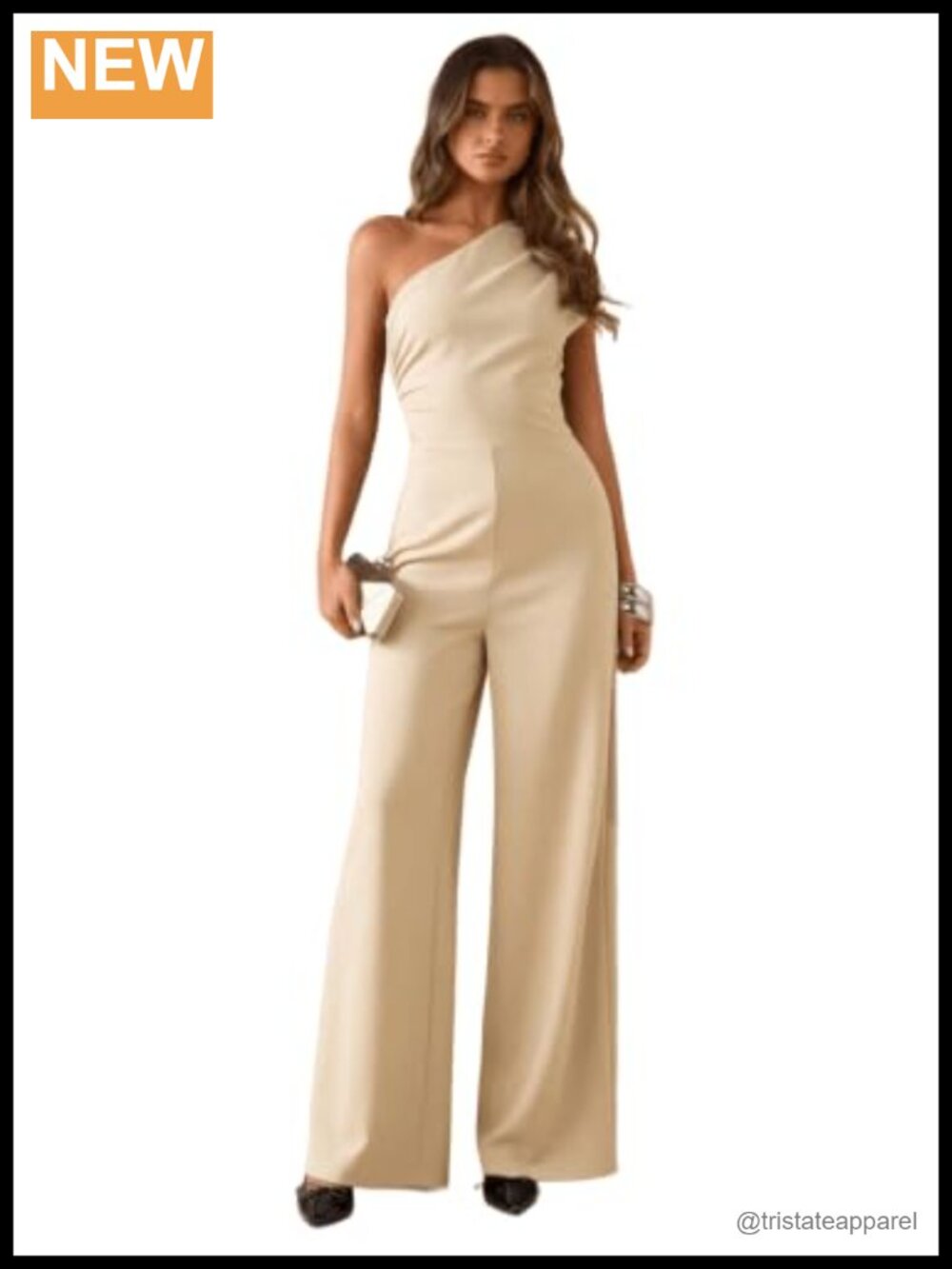 One Shoulder Sleeveless Wide Leg Jumpsuit Dressy Formal Wedding Guest